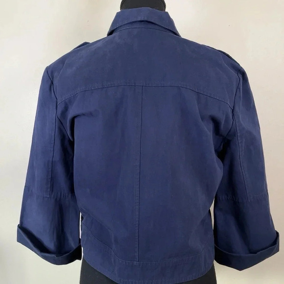 BB  Dakota Cropped Military Blue Zip Cotton Jacket - Picture 3 of 13